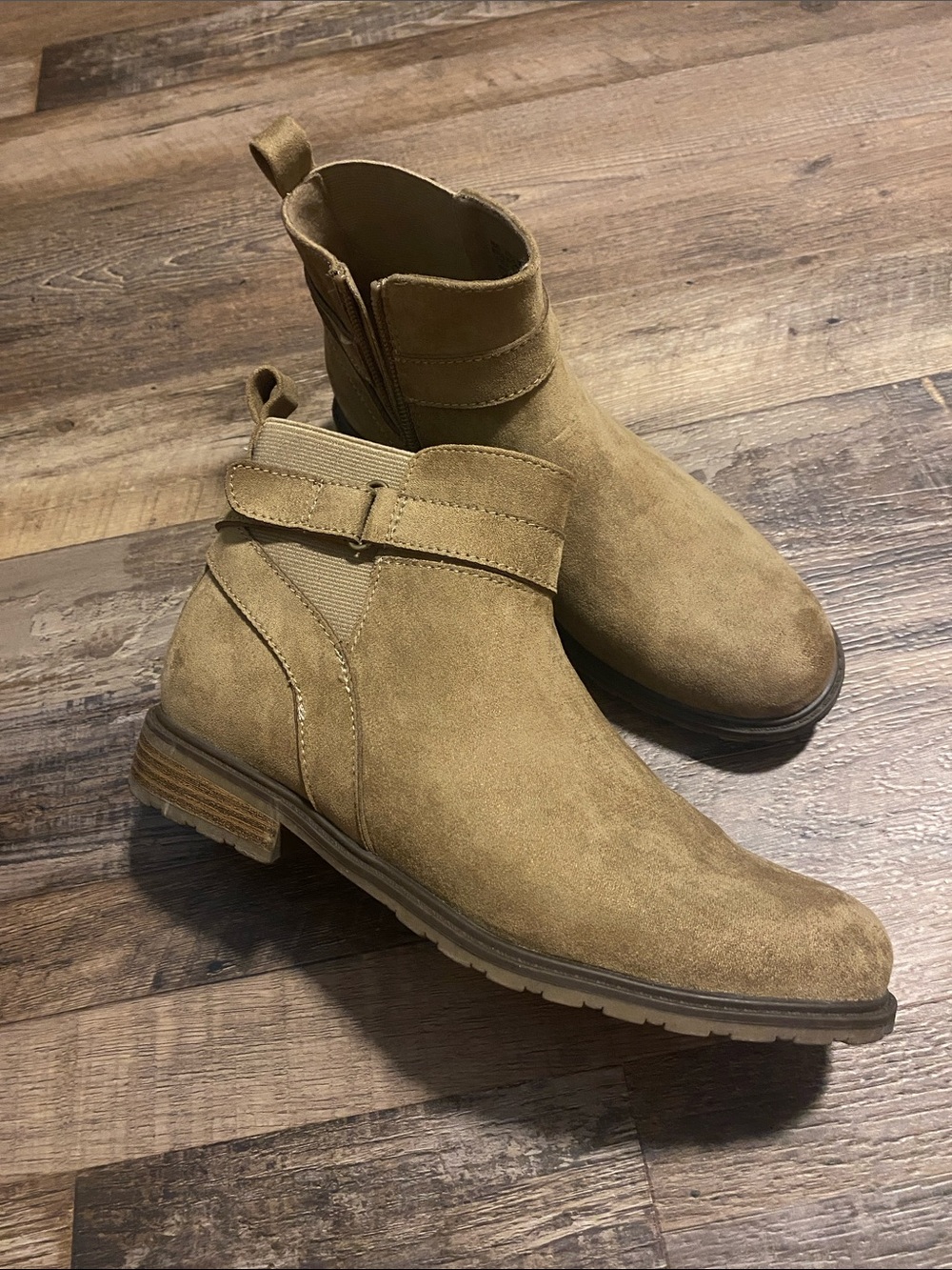 Sonoma Tan Suede Ankle Boots - Zip Detail